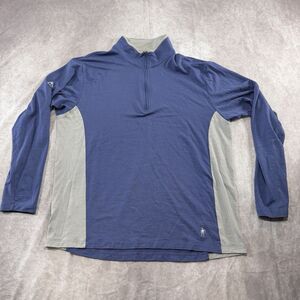 Smartwool Merino Wool Size M-XL Long Sleeve Shirt Blue & Gray 1/4 Zip Base Layer